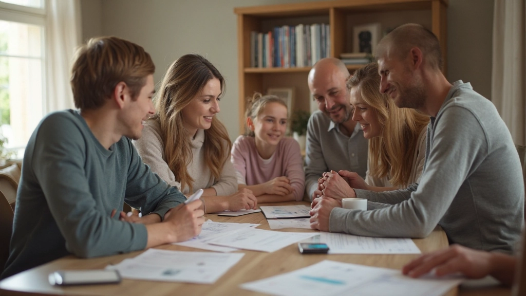 Семья планирует свой финансовый бюджет вместе за столом