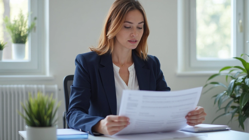 Профессиональный портрет женщины с документами о сбережениях